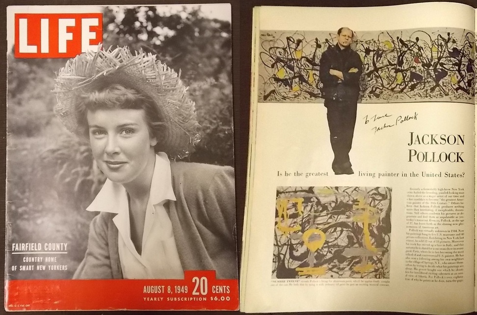 This copy of LIFE Magazine from 1949, signed by the artist Jackson Pollock.jpg