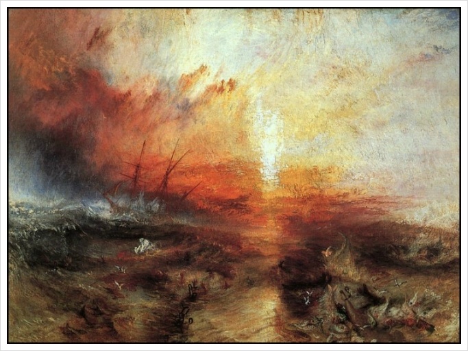 터너, 노예선-부재 죽은 자와 죽어가는 자를 배 위에서 던지는 노예주들-태풍은 다가오고, 1840.jpg