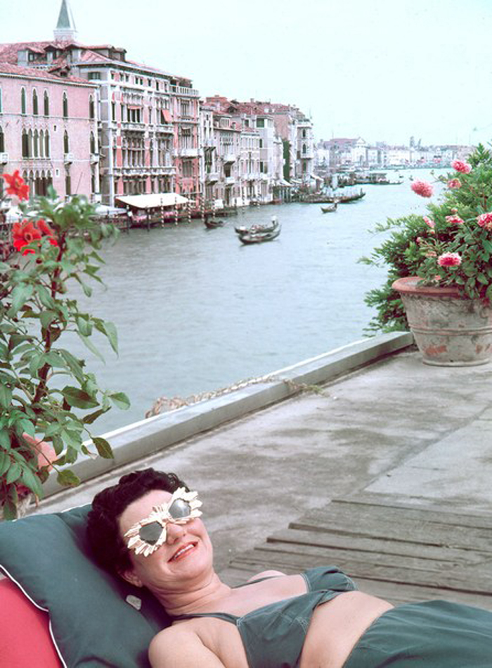 Guggenheim on the terrace of her palazzo, overlooking the Grand Canal, 1953.jpg