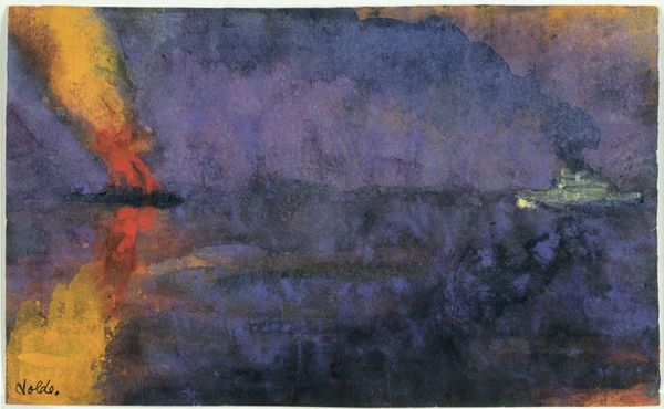 8Emil Nolde, Warship and Burning Steamer, undated (ca. 1943).jpg