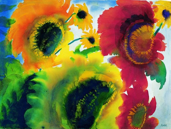4Emil Nolde, Red and yellow sunflowers, 1920.jpg