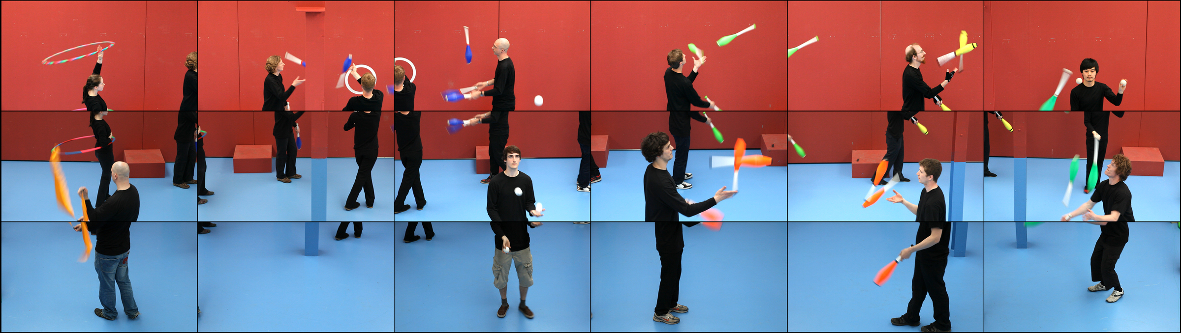 David Hockney, still from The Jugglers, June 24th 2012, 2012. Eighteen-screen video installation, 9 min..jpg